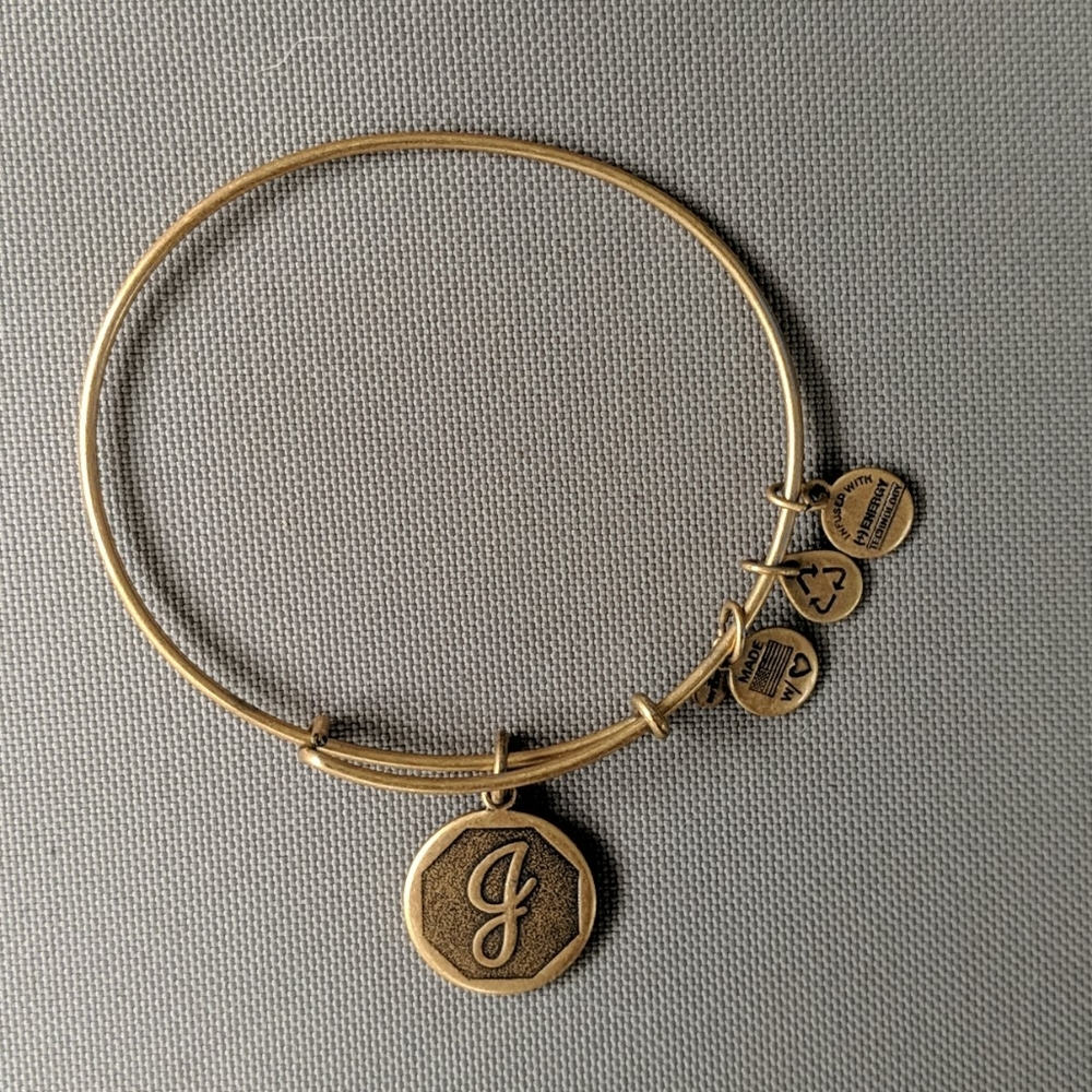 Alex and Ani gold J charm bracelet